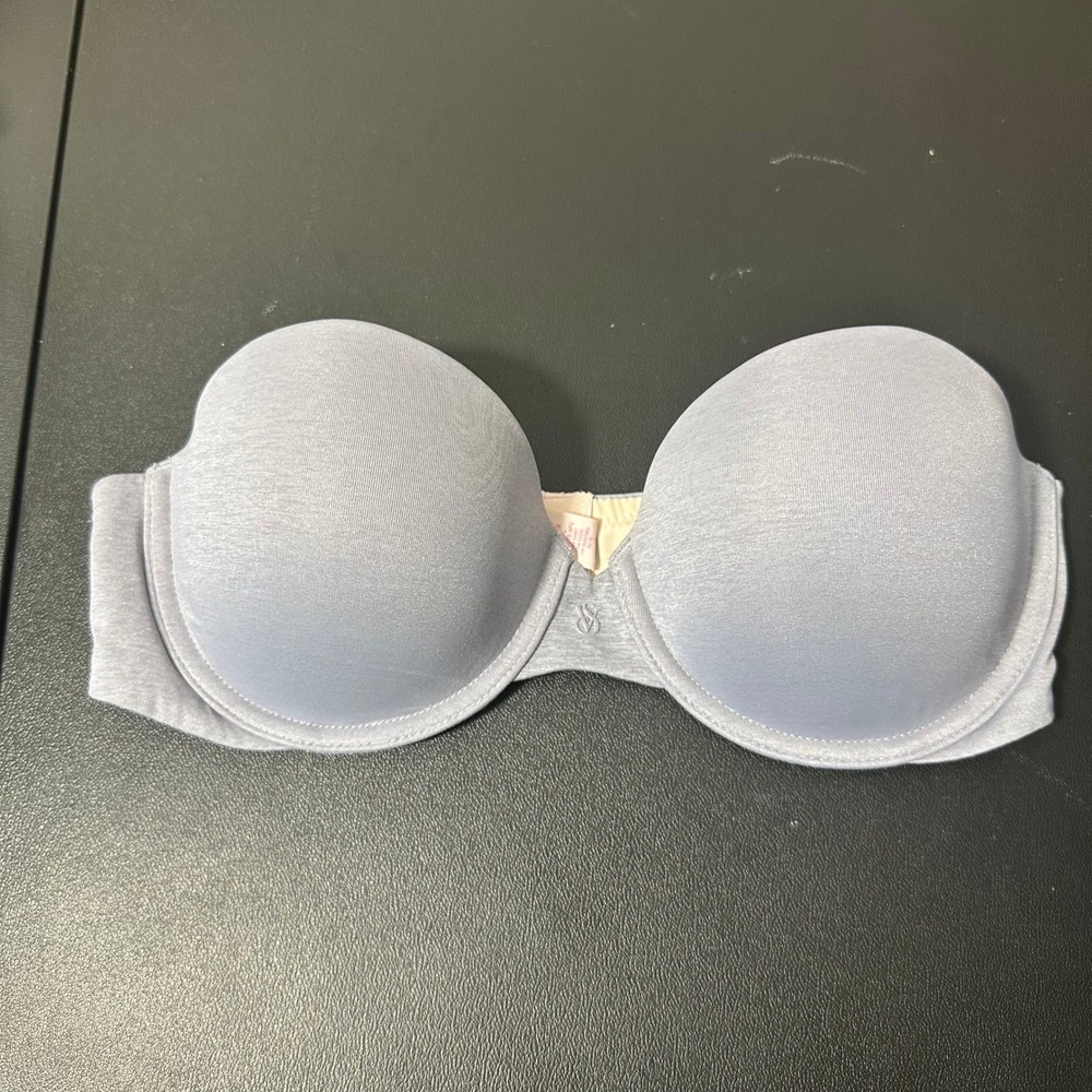 Victorias Secret Multi-Way Strapless Underwire Bra 34C Blue Gray Heathered